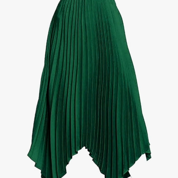 Elegant Pleated  Skirt High Waisted Emerold  Irregular Hem Skirt size XL… - Picture 5 of 5